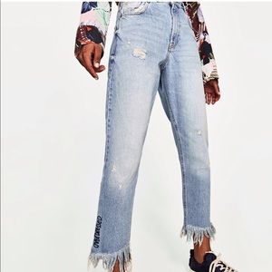 zara frayed jeans
